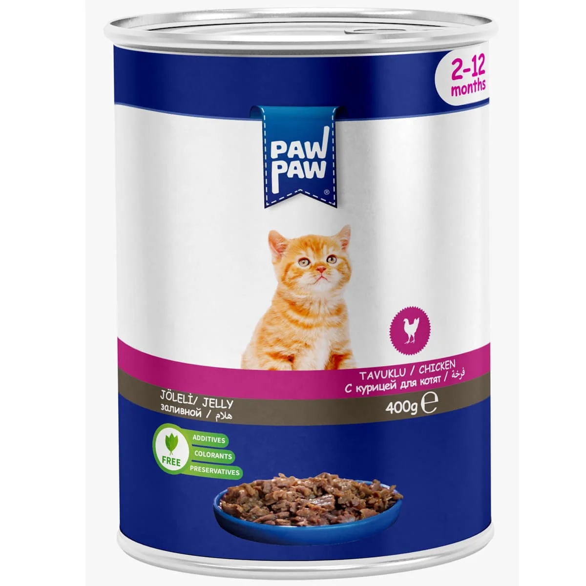 Paw Paw - Kitten Low Grain Υγρή Τροφή για Γατάκια με Κομμάτια Κοτόπουλο σε Σάλτσα 400g