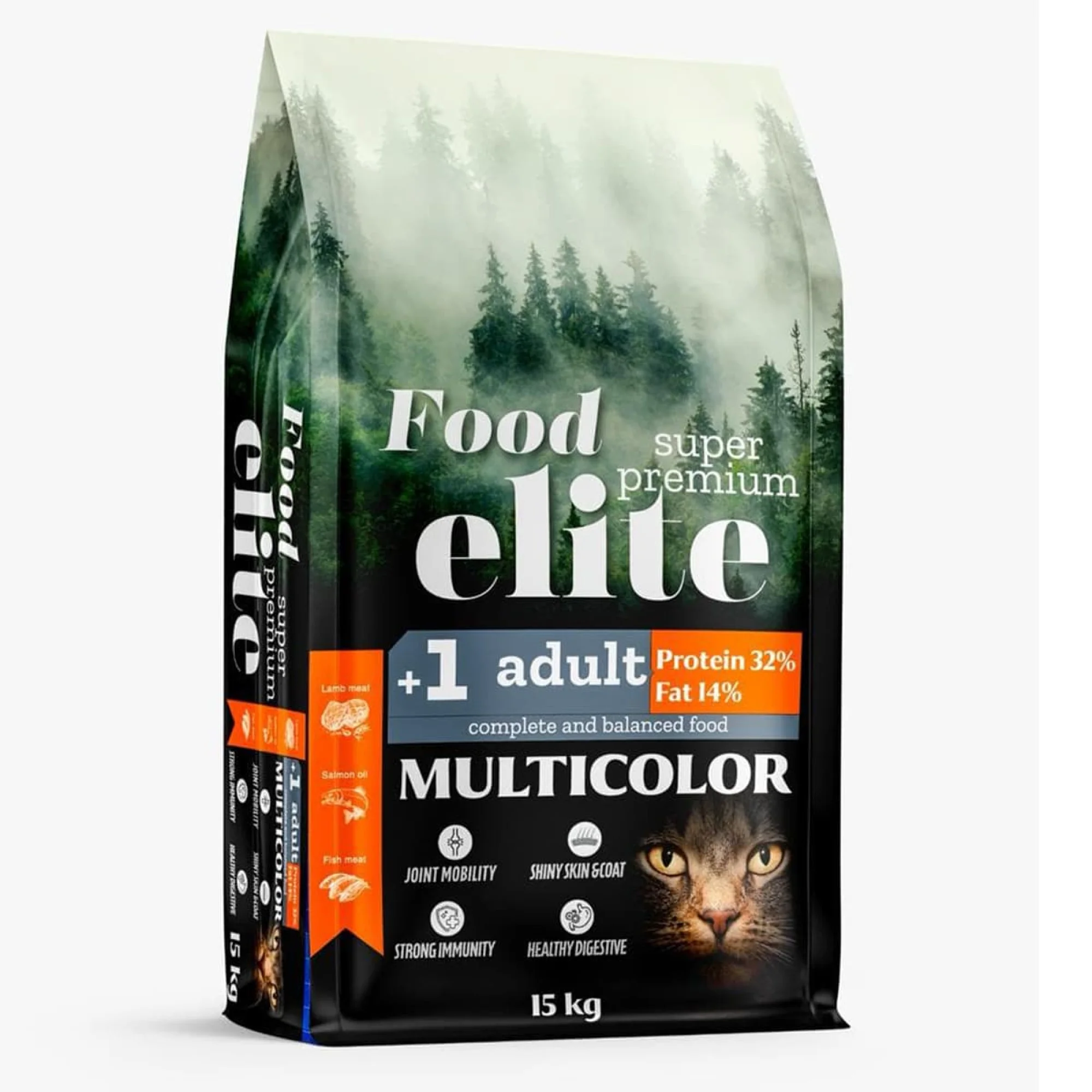 Food Elite Super Premium Multicolor Ξηρά Τροφή για Ενήλικες Γάτες με Αρνί Κοτόπουλο και Σολομό (χύμα τροφή)