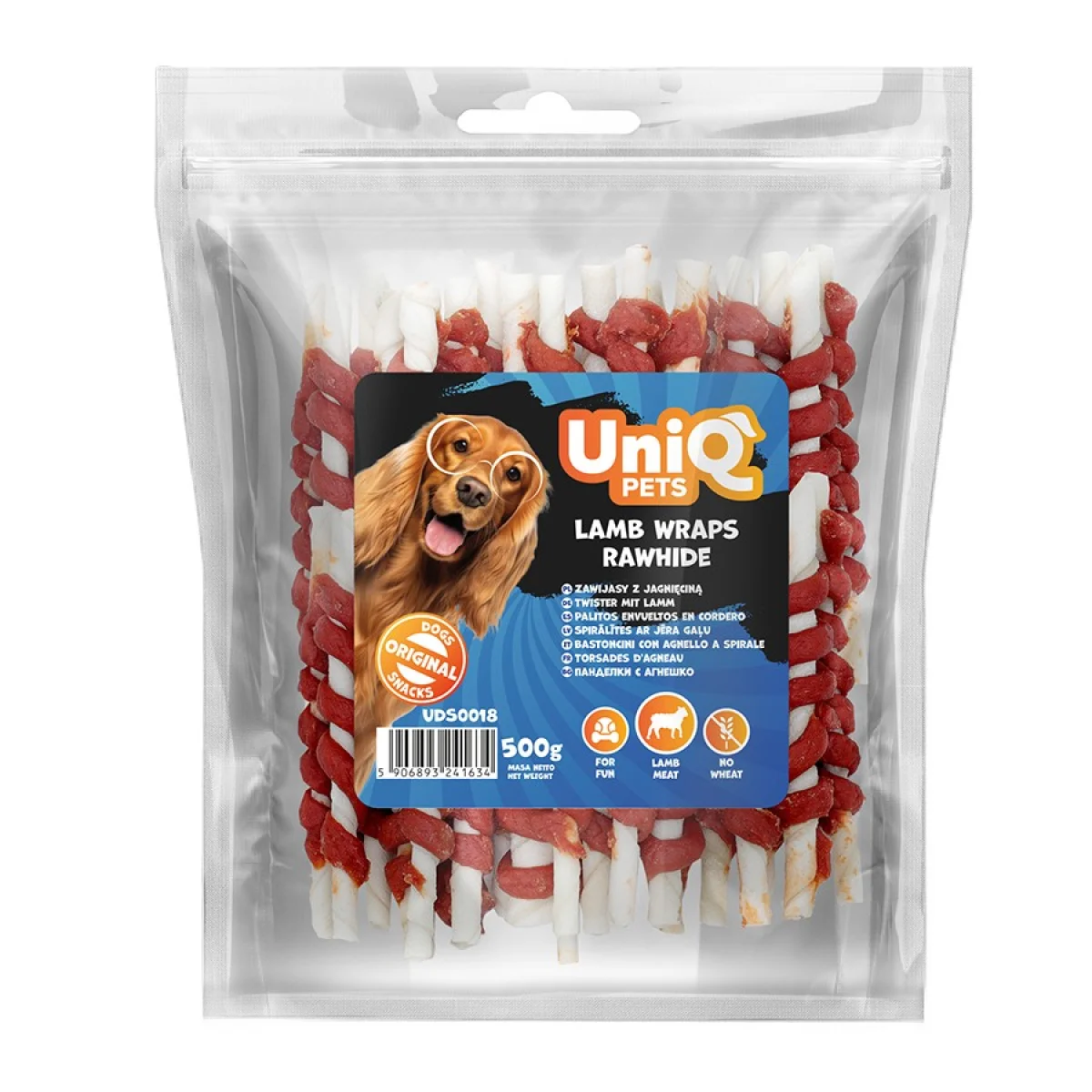Uniq Pets Lamb Wraps Rawhide - Στικς Δέρματος Τυλιγμένα με Αρνί (500γρ)