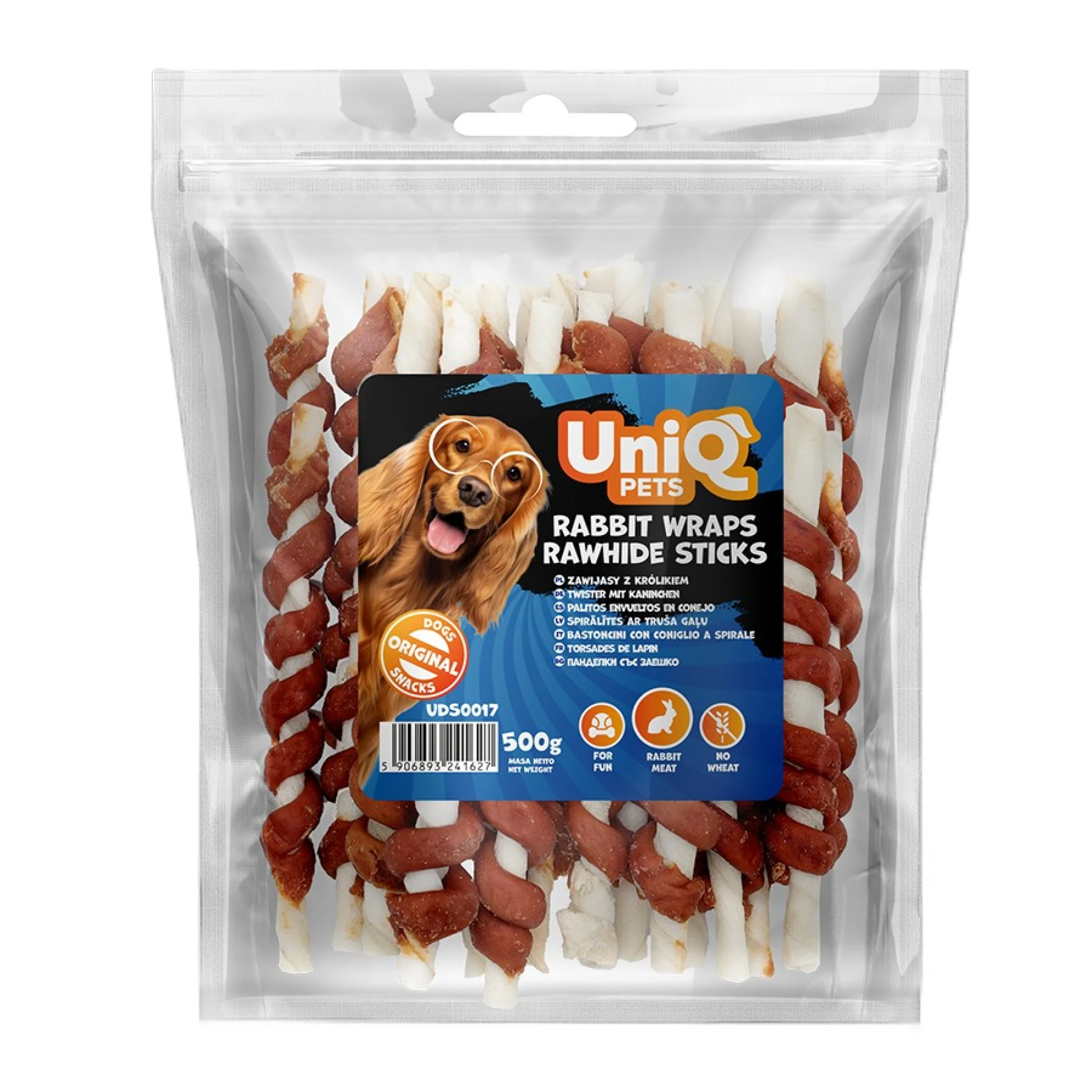 Uniq Pets Rabbit Wraps Rawhide - Στικς Δέρματος Τυλιγμένα με Κουνέλι (500γρ)